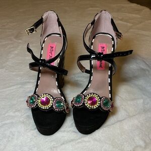 Betsey Johnson Black Embellished Women's Heels
